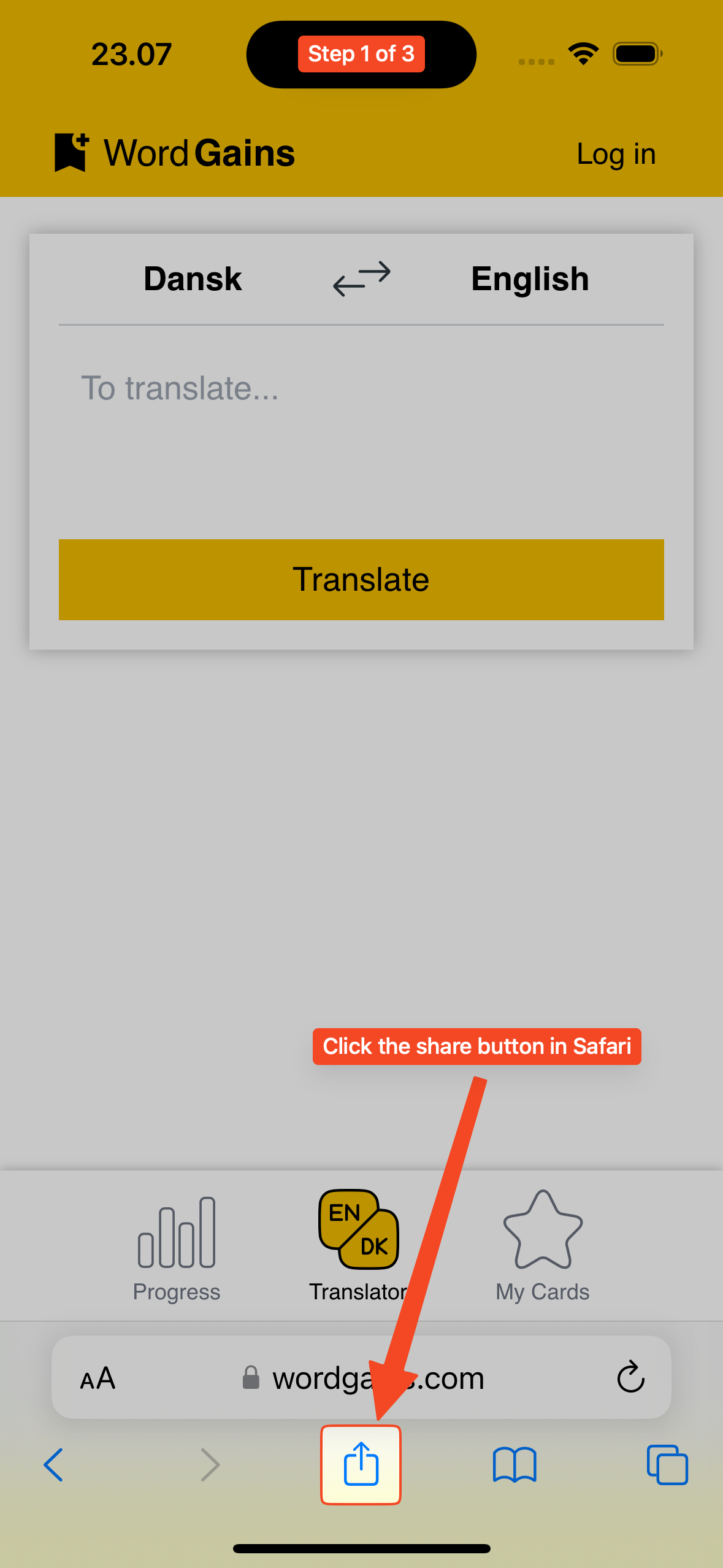 Translate Step Example